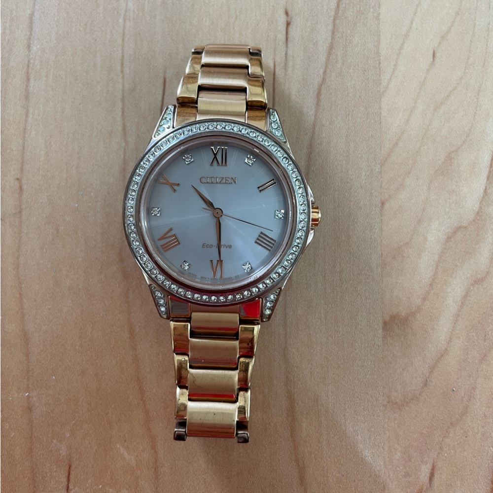 Citizen Rose Gold and Silver Crystal-Trim Ladies Watch